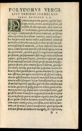 Polydorius Vergilius Urbinatis Ioanni Roffensi Episcopo S. D.