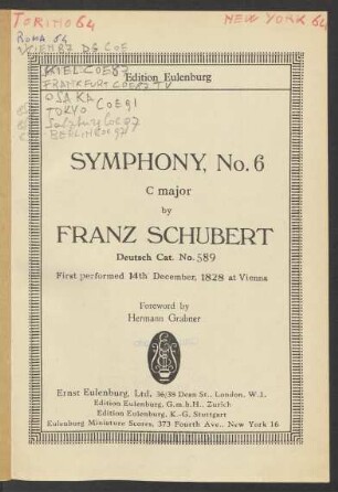 Symphony No. 6 : C major : Deutsch Cat. No. 589