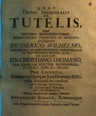 Theses Inaugurales De Tutelis