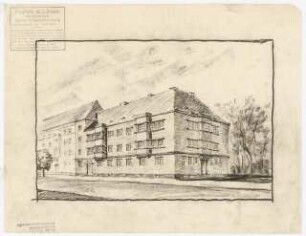 Wohnhausbebauung Projekt Eckgrundstück, Berlin-Spandau [?]: Perspektivische Ansicht