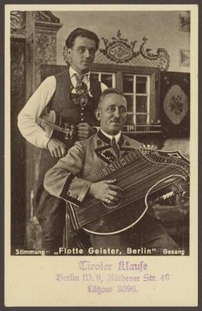 Ansichtskarte Musikerporträt, Tiroler Klause, Köthener Straße 46