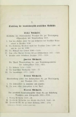 I. Einteilung der brandenburgisch-preußischen Geschichte