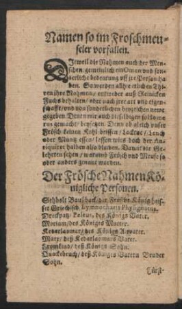 Namen so im Froschmeuseler vorfallen.
