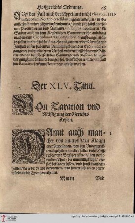 Titul XLV. Von Taxation und Mässigung der Gerichtskosten