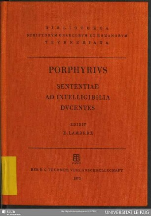 Porphyrii Sententiae ad intelligibilia dvcentes