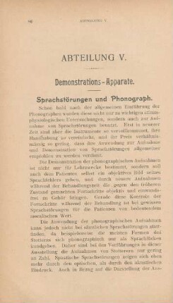 Abteilung V. Demonstrations-Apparate
