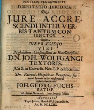 Disp. iur. de iure accrescendi inter verbis tantum coniunctos