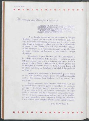 Un mensaje del Príncipe Eduardo