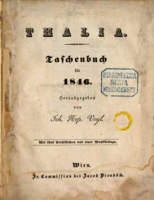 Thalia : Taschenbuch für d. Jahr ..., 1846 = Jg. 33