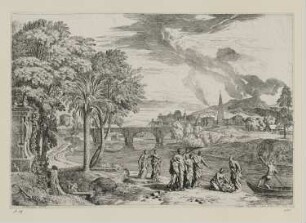 Moses als Kind aus dem Nil errettet, Blatt 3 der Folge "Horizontale Landschaften"