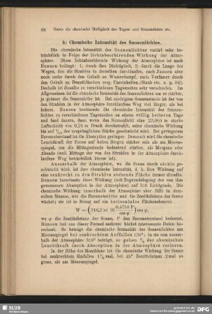 b) chemische Intensitöt des Sonnenlichts