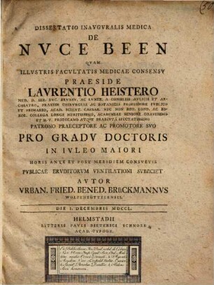 Diss. inaug. med. de nuce Been