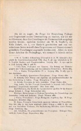 Zur Beurteilung des Geschichtschreibers Prokopius von Caesarea