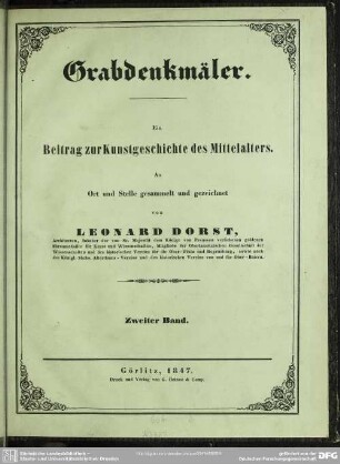 2: Grabdenkmäler : ein Beirag zur Kunstgeschichte des Mittelalters