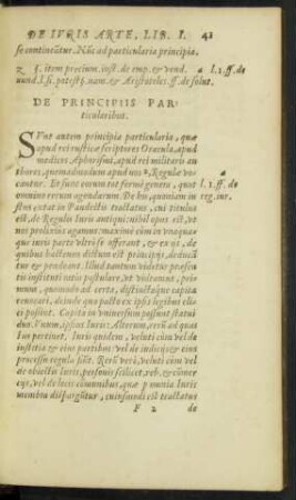 De Principiis Particularibus.