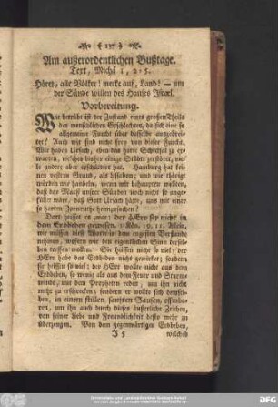 Am außerordentlichen Bußtage. Text, Michä 1, 2 - 5.