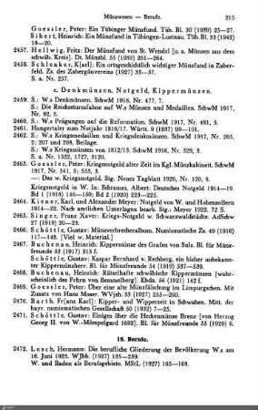c. Denkmünzen, Notgeld, Kippermünzen