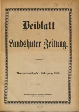 Landshuter Zeitung. Beiblatt zur Landshuter Zeitung. 39,[3]. 1887