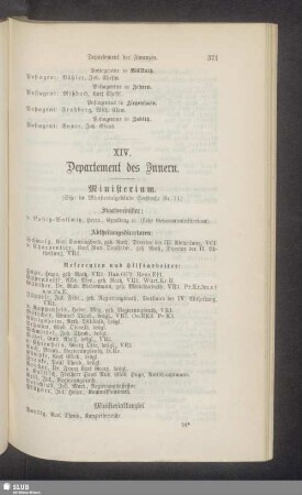 XIV. Departement des Innern