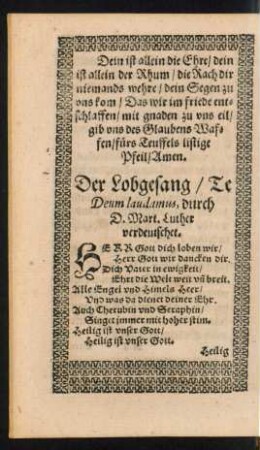 Der Lobgesang/ Te Deum laudamus ...