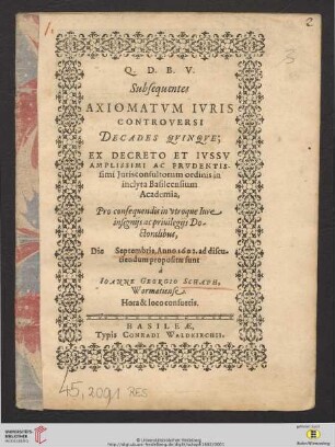 Subsequentes Axiomatum Iuris Controversi Decades Quinque