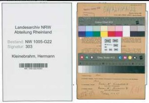 Entnazifizierung Hermann Kleinebrahm , geb. 17.12.1907 (Metzger)