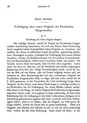 Dritter Abschnitt. Verfertigung eines neuen Originals des Preussischen Längenmaasses.