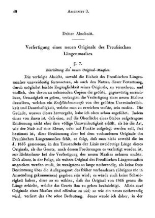 Dritter Abschnitt. Verfertigung eines neuen Originals des Preussischen Längenmaasses.