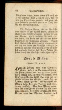 Zweyte Vision. Offenbar. IV. 1 - 8.