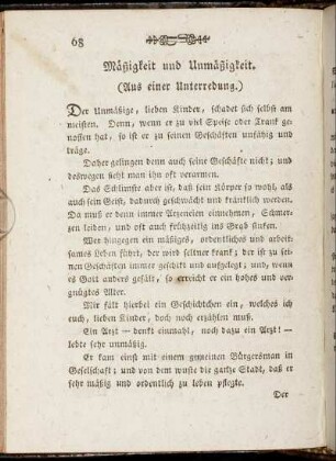 Mäßigkeit und Unmäßigkeit - Aus Leonhard und Gertrud, einem Buche für das Volk