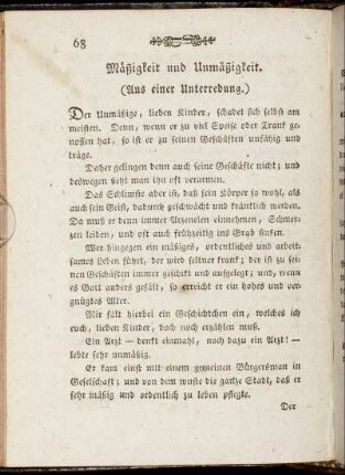 Mäßigkeit und Unmäßigkeit - Aus Leonhard und Gertrud, einem Buche für das Volk