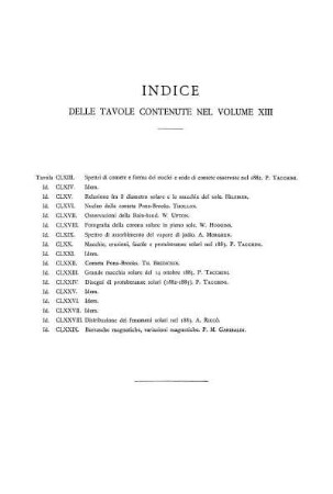 INDICE DELLE TAVOLE CONTENUTE NEL VOLUME XIII