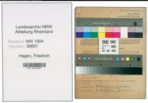 Entnazifizierung Friedrich Hagen , geb. 30.12.1889 (Kassierer)