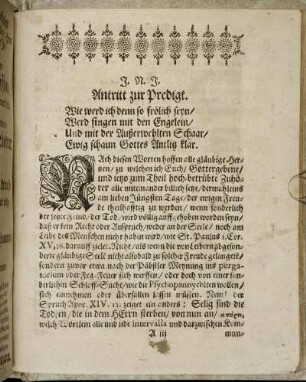 Antritt zur Predigt.; Textus.; Eingang.; Erklärung.