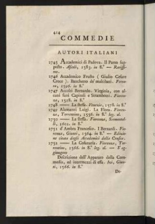 414-459, Commedie - Commedie Rusticali