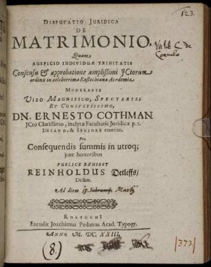 Disputatio Iuridica De Matrimonio