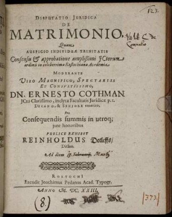 Disputatio Iuridica De Matrimonio