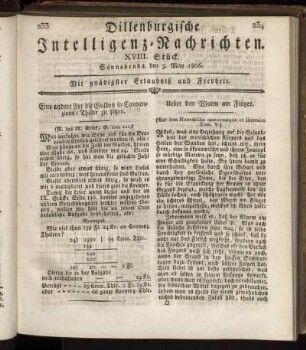 XVIII. Stück... den 3. May 1806 - XXII. Stück... den 31. May 1806.