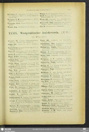 XXXIX. Westpreußischer Bezirksverein.