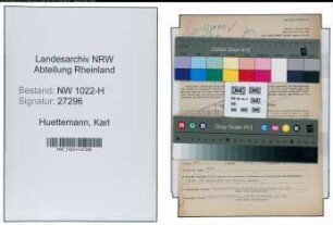 Entnazifizierung Karl Huettemann , geb. 22.09.1894 (Handelsvertreter)