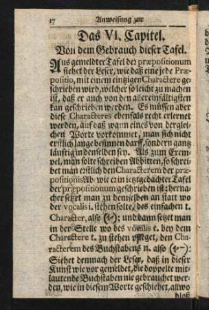 18-20, Das VI. Capitel. Von dem Gebrauch dieser Tafel.