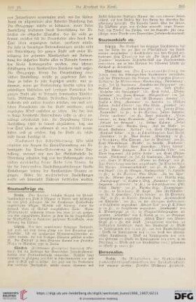 Staatsaufträge etc. / Staatsankäufe etc. / Personalien / Auszeichnungen / Todesfälle / Aus Künstler- und Kunst-Vereinen / Vom Kunsthandel / Aus Galerien und Museen / Vermischtes / Literatur und Kunstblätter / Werbung