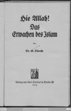 Hie Allah! : das Erwachen des Islam