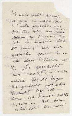 Brieffragment von Naum Gabo an Unbekannt. [Ich weiss nicht worauf / ich noch zu warten hab / Es ist alles geschöhen]