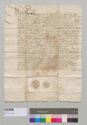 Abt Honoratus, Prior Johannes, Subprior Desiderius und der Konvent von Kloster Seeon übertragen das vergantete Underpeil Gut in der Goldau im Vogtgericht [Mühldorf] zu Neustift an Michael Fischer, wohnhaft zu Lauterbach. S1: Abt Honoratus v. Kloster Seeon, S2: Konvent v. Kloster Seeon