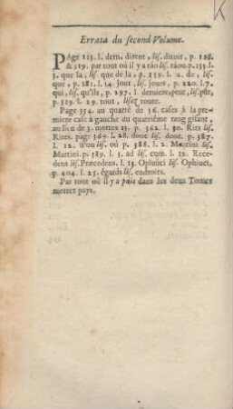 Errata du second volume
