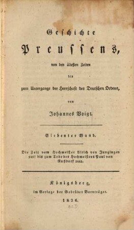 Geschichte Preussens : von den ältesten Zeiten bis zum Untergange der Herrschaft des Deutschen Ordens, 7. Die Zeit vom Hochmeister Ulrich von Jungingen, 1407 bis zum Tode des Hochmeisters Paul von Rußdorf 1441