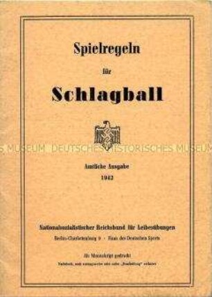 Heft mit Spielregeln für Schlagball