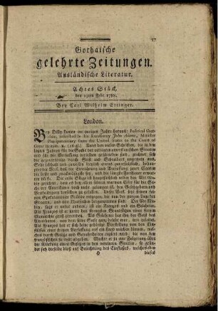 Achtes Stück, den 23ten Febr. 1788.