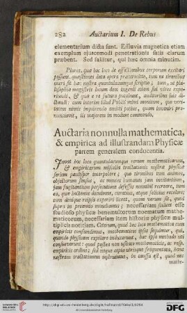 Auctaria nonnulla mathematica, & empirica ad illustrandam Physicæ partem generalem conducentia